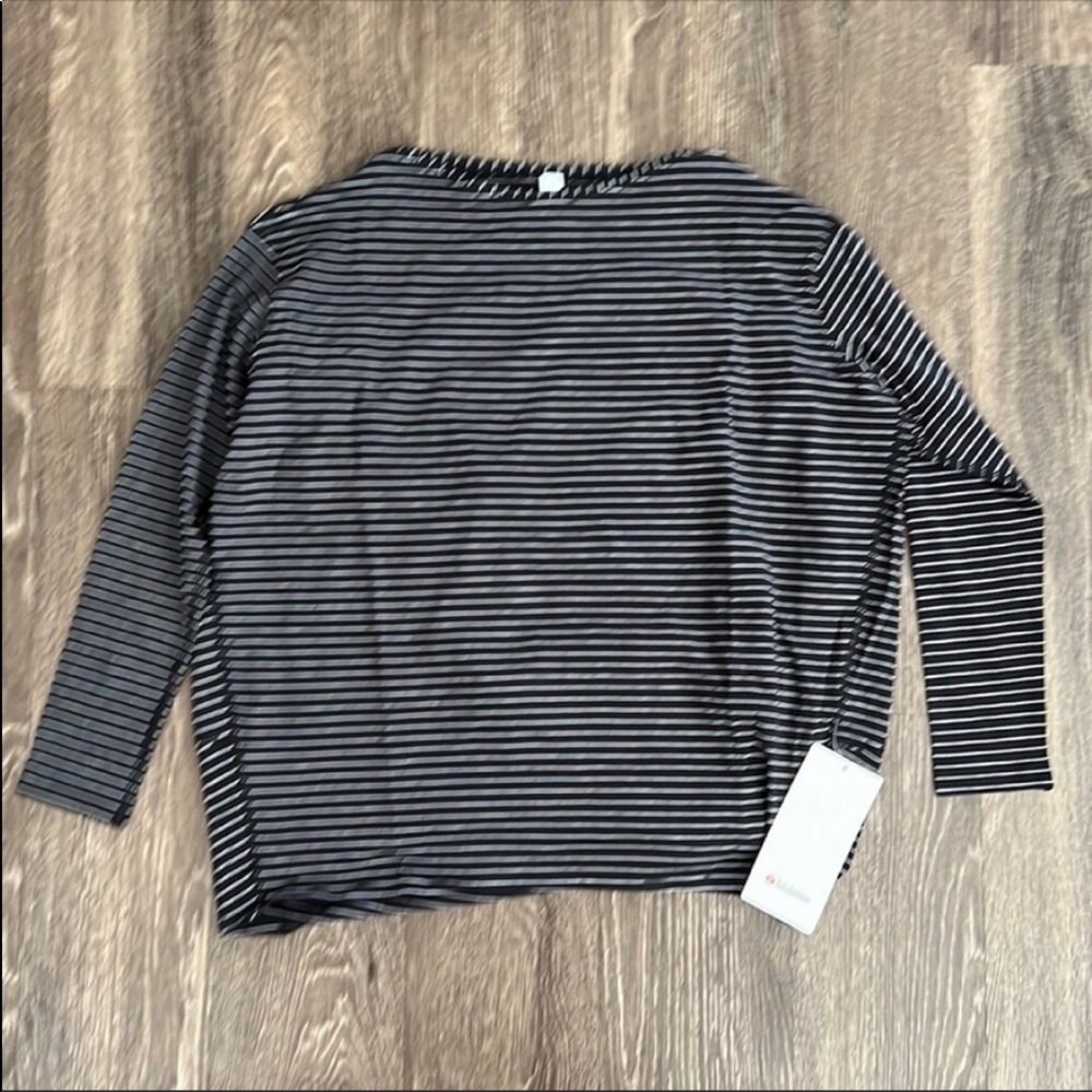 lululemon athletica Black and White Striped Long Sleeve Tee